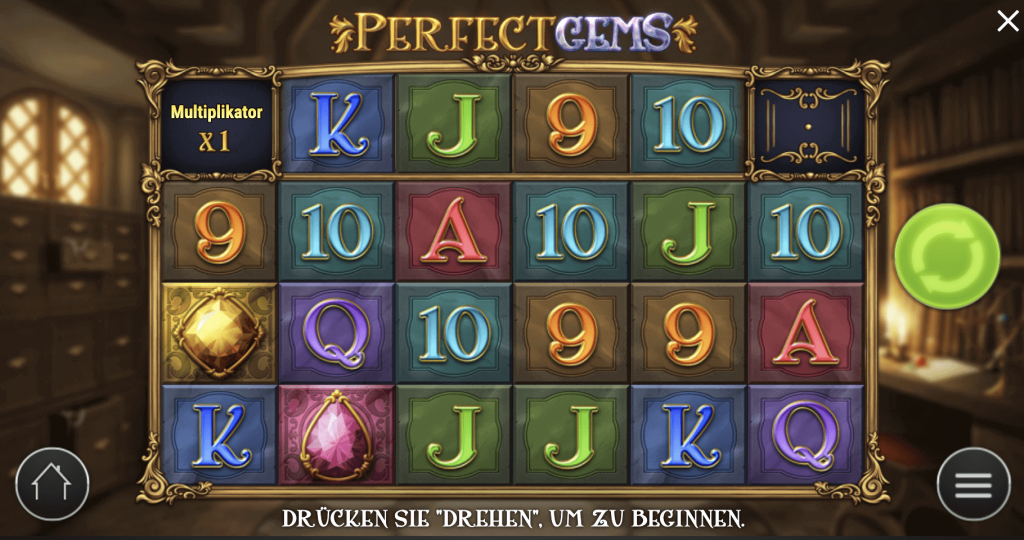 Perfect Gems Play’n Go Spielautomat Spieloberfläche